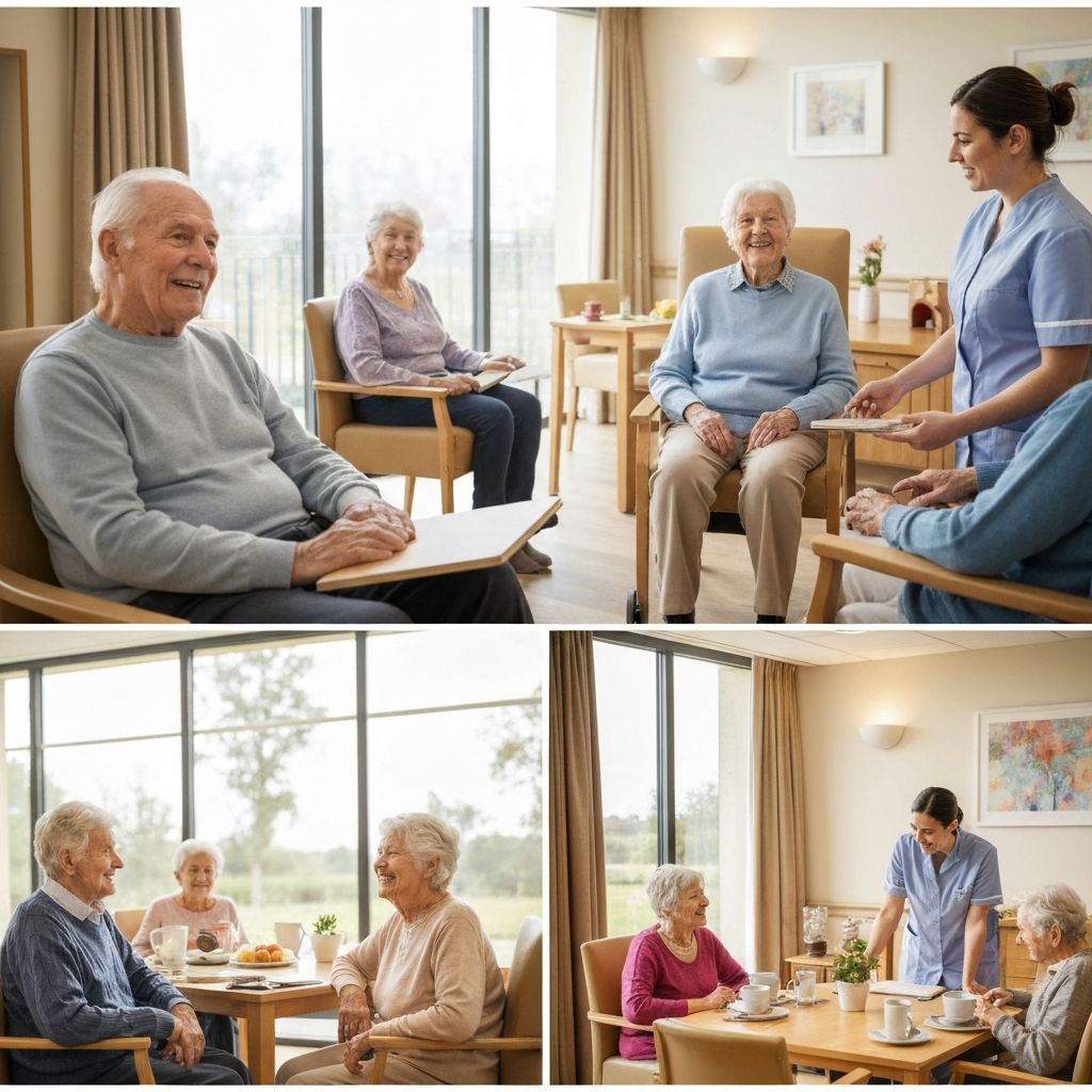 Elderly people receiving professional care